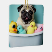 パグパラダイス：浴槽の中の入浴美しい セラミックオーナメント (右)