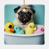 パグパラダイス：浴槽の中の入浴美しい セラミックオーナメント (裏面)