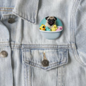 パグパラダイス:浴槽の中の入浴美しい 缶バッジ (インサイチュ)