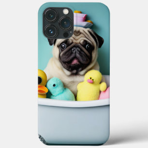 パグパラダイス:浴槽の中の入浴美しい iPhone 13 PRO MAXケース