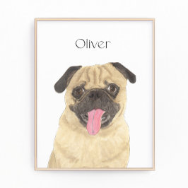 パグパーソナライズされたアート フォトプリント           