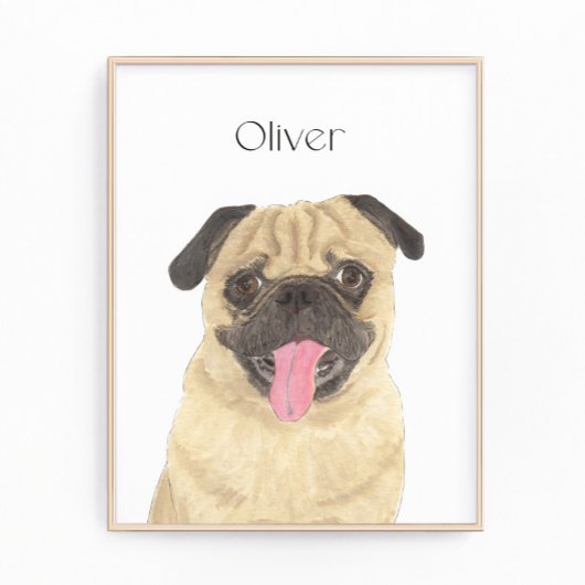 パグパーソナライズされたアート フォトプリント