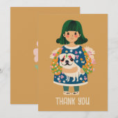 パグパーソナライズされたグリーティングカード |ボーホフローラカード シーズンカード (正面/裏面)