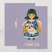 パグパーソナライズされたグリーティングカード |ボーホフローラカード シーズンカード (正面/裏面)