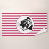 パグパーソナライズされたドッグトレンディースタイリッシュカスタム バスタオル (バスタオル)