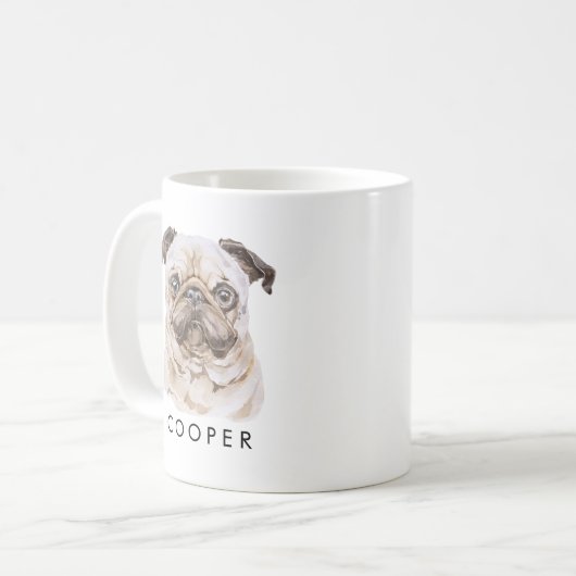 パグパーソナライズされたドッグ名犬の恋人のギフトマグ コーヒーマグカップ (正面左)