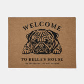 パグパーソナライズされたドッグ恋人ファミリー ドアマット (正面)