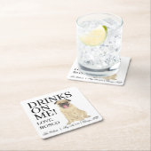 パグパーソナライズされたドッグ結婚ズ スクエアペーパーコースター (インサイチュ)