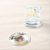 パグパーソナライズされたドッグ結婚ズ ラウンドペーパーコースター (インサイチュ)