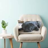 パグパーソナライズされたピロー、黒いパグ子犬、かわいい ランバークッション (椅子)