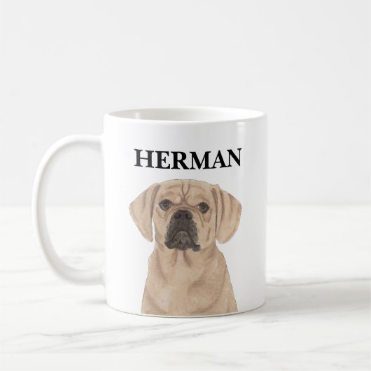 パグパーソナライズされたル コーヒーマグカップ (左)