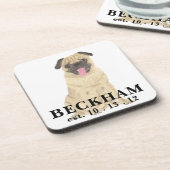 パグパーソナライズされた コースター (左側)