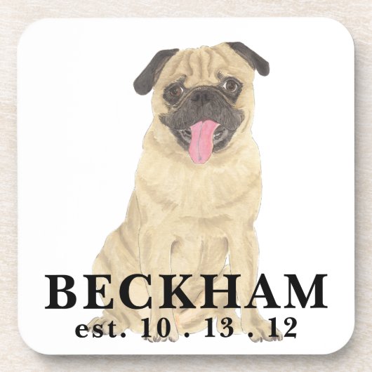 パグパーソナライズされた コースター (正面)