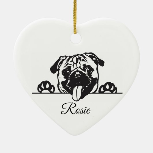 パグパーソナライズされた セラミックオーナメント (裏面)