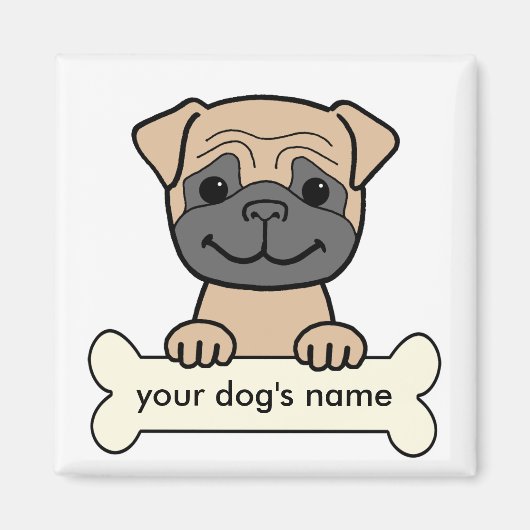 パグパーソナライズされた マグネット (正面)
