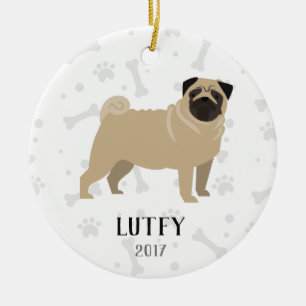 パグパーソナライズな犬のクリスマスのオーナメント セラミックオーナメント