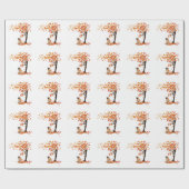 パグフクロウと秋ツリーパグオーナーパグおもしろいオータム ラッピングペーパー (フラット)