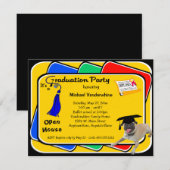 パグブルー卒業パーティー招待状 招待状 (正面/裏面)