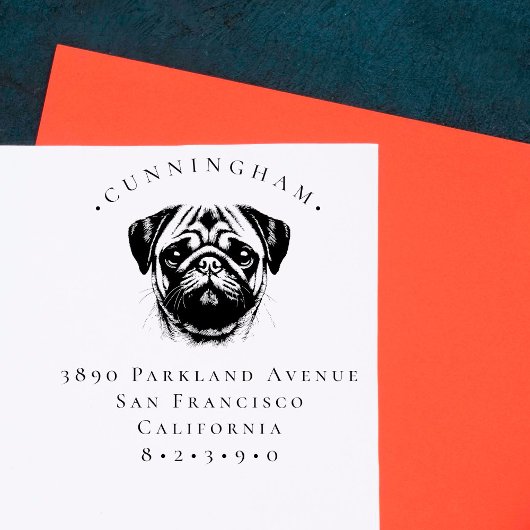 パグペットドッグファミリー名と差出人住所 ラバースタンプ