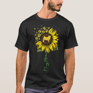 パグママひまわりパグラバーギフトドッグママママ Tシャツ