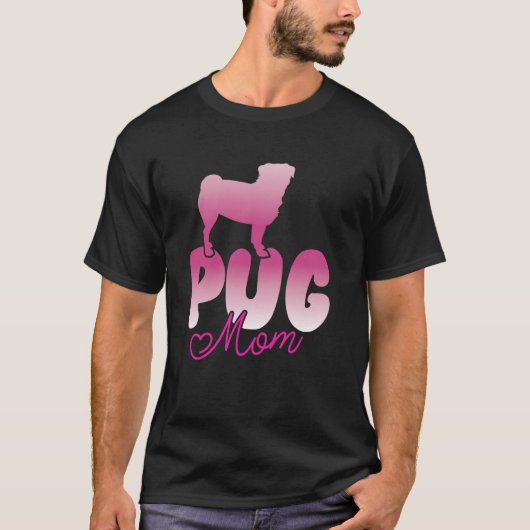パグママレトロパグルドッグママママ恋人 Tシャツ (正面)