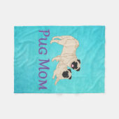 パグママ2つの子犬の恋人 フリースブランケット (正面(横))