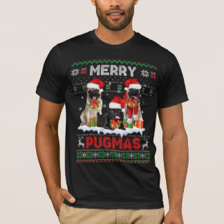 パグマメリースブリーセータークリスマスドッグラバー Tシャツ