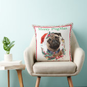 パグメリーマス – サンタハットを着た可愛いパグ クッション (椅子)