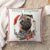 パグメリーマス – サンタハットを着た可愛いパグ クッション (ブランケット)