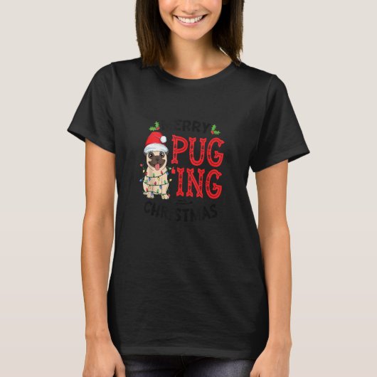 パグメリーリングクリスマスドッグサンタポークリスマスボーイズPu Tシャツ (正面)