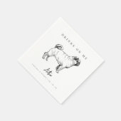 パグモダンドッグのドリンクをペットにスケッチ結婚する スタンダードカクテルナプキン (角)