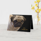 パグユーモアのある誕生日カード カード (黄色い花)