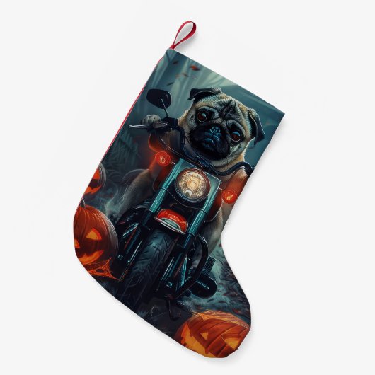 パグライディングオートバイハロウィンホラー スモールクリスマスストッキング (正面 (吊り時))