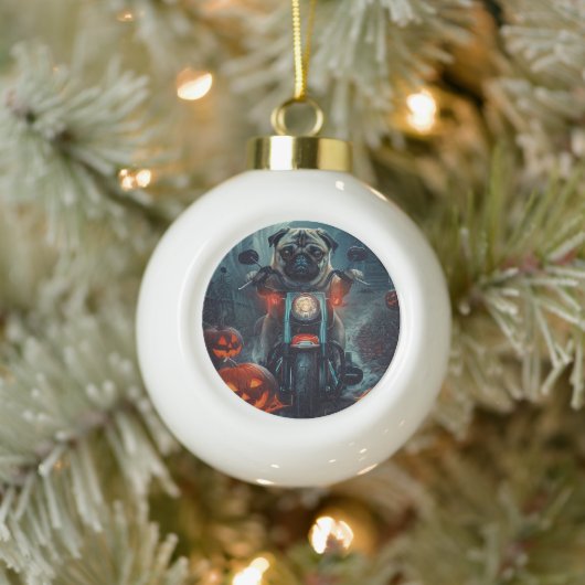 パグライディングオートバイハロウィンホラー セラミックボールオーナメント (ツリー)