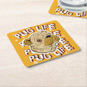 パグライフ動物の犬 スクエアペーパーコースター (アングル)