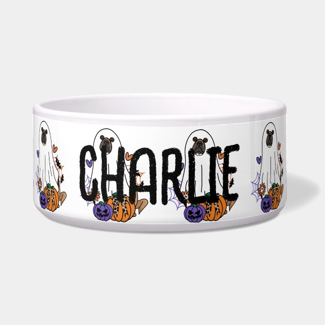 パグルハロウィーン幽霊犬 ボウル (正面)