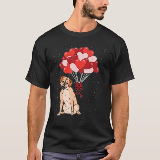 パグルハートバルーンバレンタインデーかわいい犬の子犬 Tシャツ (正面)