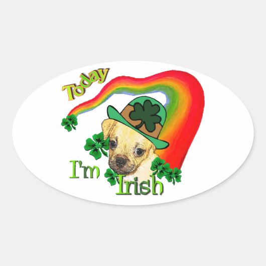 パグルSt patricks day 楕円形シール (正面)