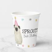 パグレッツポーティードッグバースデーパーティーピンク紙カップ 紙コップ (正面)