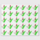 パグレッドサンタハットグリーンクリスマスツリー ラッピングペーパー (フラット)