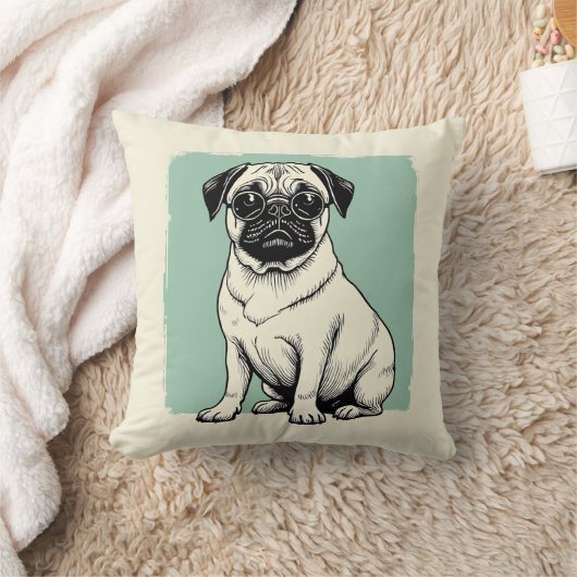 パグ付き枕 クッション (ブランケット)