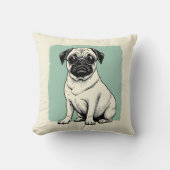 パグ付き枕 クッション (正面)