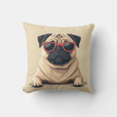 パグ付き枕 クッション (正面)