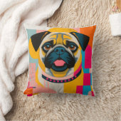 パグ付き枕 クッション (ブランケット)