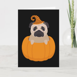 パグ及びカボチャハロウィンカード カード