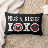 パグ及びキスXOXOの黒い腰神経の枕 ランバークッション (ブランケット)