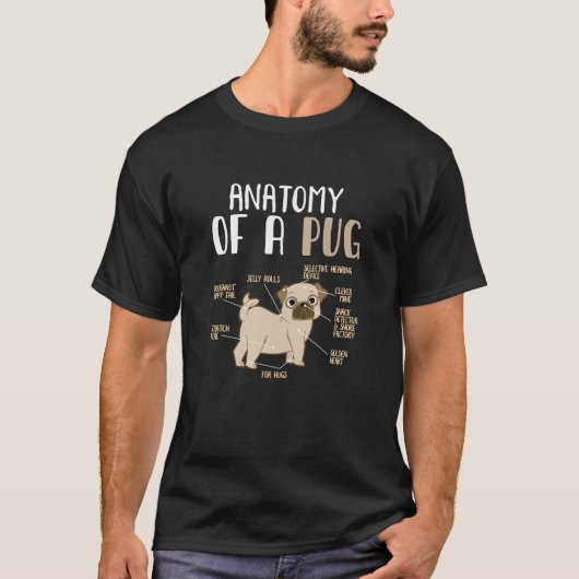 パグ品種の犬ペット犬の愛人パンの解剖学 Tシャツ (正面)