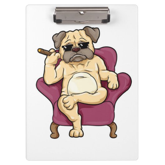 パグ喫煙葉巻 | Really クール Pug Dog クリップボード (正面)