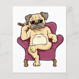 パグ喫煙葉巻 Really クール Pug Dog チラシ