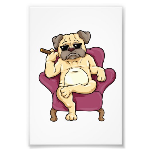 パグ喫煙葉巻 | Really クール Pug Dog フォトプリント (正面)